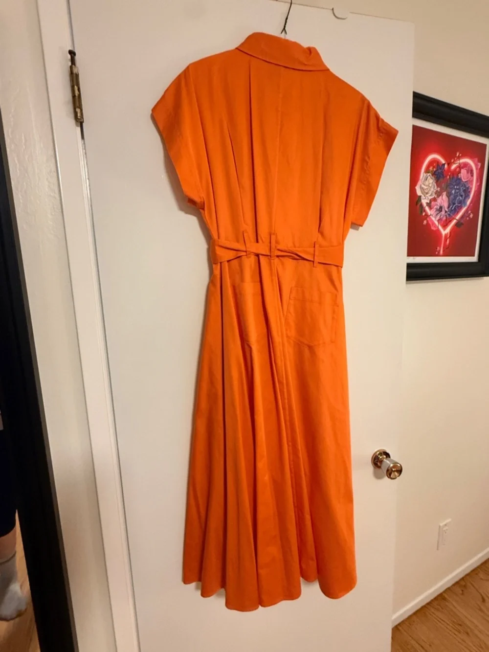 Donna Karan Tie-Waist Shirt Dress in Coral - Picture 6 of 6